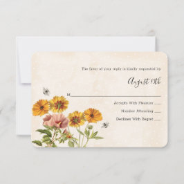 モノグラム・ハ結婚ネビーのレスポンスカードRSVP 出欠カード