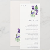 モノグラム バイオレット フラワーバンチ ウェディング メニューカード 招待状 (正面/裏面)