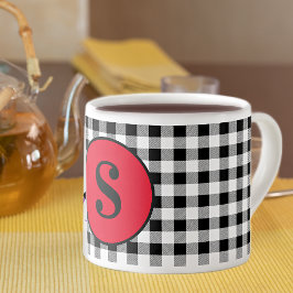 モノグラム バッファロー チェック & スタイリッシュ レッド 6oz. エスプレッソカップ