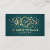 モノグラム – バラ大理石と金ゴールド（ばちゃばちゃ）跳ねる 名刺 (正面)