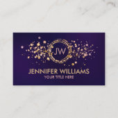 モノグラム – バラ大理石と金ゴールド（ばちゃばちゃ）跳ねる 名刺 (正面)