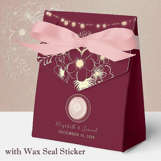 モノグラム バーガンディ 結婚式の引き出物ボックス フェイバーボックス