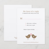 モノグラム バード 結婚式 出席・返信カード - ラテ 出欠カード (正面/裏面)