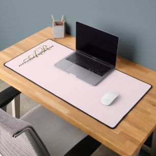 モノグラム パステルピンク ゴールド ブラック ミニマリスト スタイリッシュ デスクマット