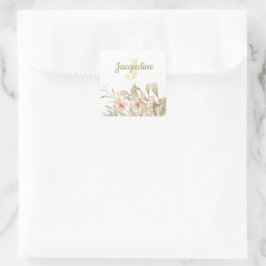 モノグラム パステル ベビーピンク 空  ベビーフラワー デザイン スクエアシール