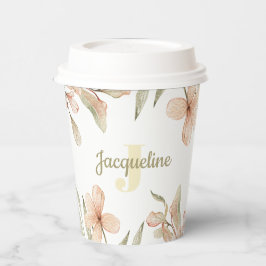 モノグラム パステル ベビーピンク 空  ベビーフラワー デザイン 紙コップ