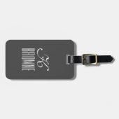 モノグラム |パーソナライズされたブラウンと白のデザイン | ラゲッジタグ (正面横)