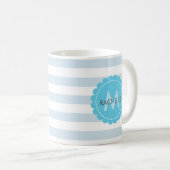 モノグラム、パーソナライズされた名カスタム付きマグカップ コーヒーマグカップ (正面右)