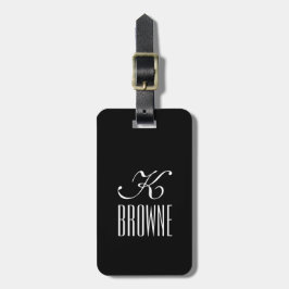 モノグラム |パーソナライズされた白黒デザイン | ラゲッジタグ