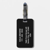 モノグラム |パーソナライズされた白黒デザイン | ラゲッジタグ (裏面縦)