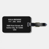 モノグラム |パーソナライズされた白黒デザイン | ラゲッジタグ (裏面横)