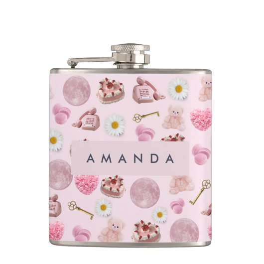 モノグラム パーソナライズド コケッティ ピンクムーン フェミニン フラスク (正面)
