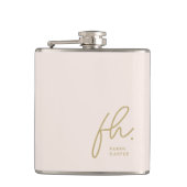 モノグラム パーソナライズ ピンク ゴールド おしゃれな ブライズメイド フラスク (正面)