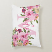 モノグラム | パーソナライズ | 水彩画 | フローラ アクセントクッション (正面(垂直))