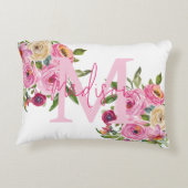 モノグラム | パーソナライズ | 水彩画 | フローラ アクセントクッション (裏面)