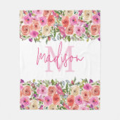 モノグラム | パーソナライズ | 水彩画 | フローラ フリースブランケット (正面)