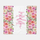 モノグラム | パーソナライズ | 水彩画 | フローラ フリースブランケット (正面(横))