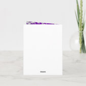 モノグラム パープルとシルバーのダマスク お礼カード サンキューカード (裏面)