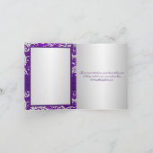 モノグラム パープルとシルバーのダマスク 感謝カード (内部)