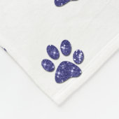 モノグラム、パープルグリッター、猫のポープリント、 フリースブランケット (角)