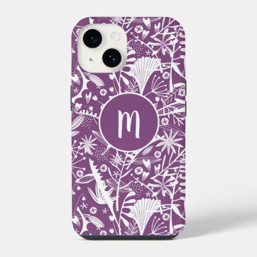 モノグラム パープルボタニカル iPhoneケース (裏面)