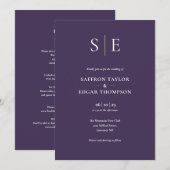 モノグラム パープル オールインワン ウェディング 招待状 (正面/裏面)