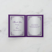 モノグラム パープル、シルバーグレー 花柄 ありがとうカード サンキューカード (内部)