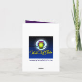 モノグラム パープル、シルバーグレー 花柄 グリーティングカード 「ありがとう」 サンキューカード (裏面)