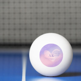 モノグラム パープル ピンク グラデーション ハート 卓球ボール