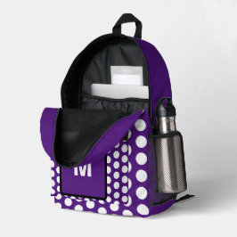 モノグラム パープル ホワイト ポルカドット プリントバックパック