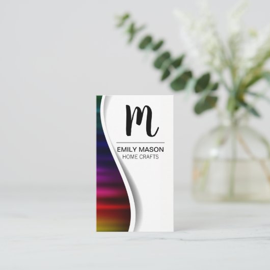 モノグラム/パームリーフ/メタル背景 名刺 (スタンド正面)