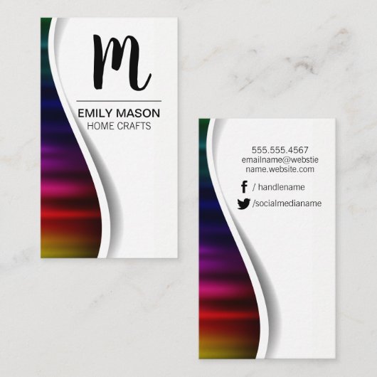 モノグラム/パームリーフ/メタル背景 名刺 (正面/裏面)