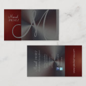 モノグラム ビジネス カード 偽のブラシ仕上げステンレス鋼 (正面/裏面)