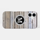 モノグラム ビーチウッド背景 iPhone 16ケース (裏面横)