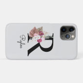 モノグラム ピンクフラワーイニシャル R Case-Mate iPhoneケース (裏面(横))