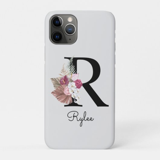 モノグラム ピンクフラワーイニシャル R Case-Mate iPhoneケース (裏)