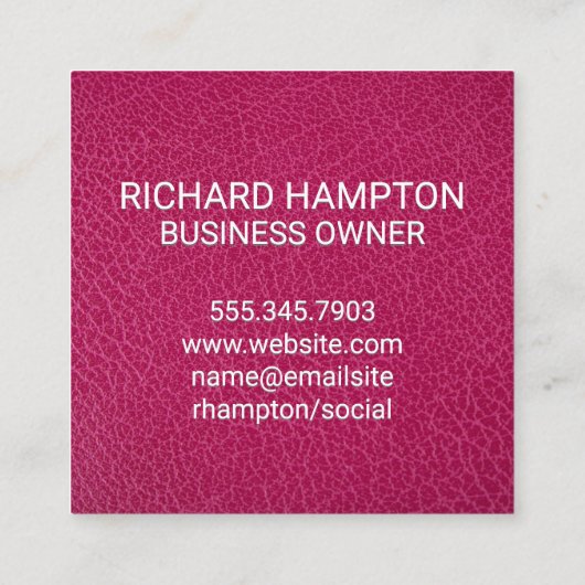 モノグラム |ピンクレザーテクスチャ スクエア名刺 (裏面)