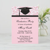 モノグラム ピンク スワール 卒業パーティー 招待状 (スタンド正面)