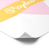 モノグラム ピンク ハート クラウン 名前 女の子らしい プリンセス ポスター (角)