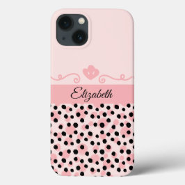 モノグラム ピンク ブラック ヒョウ チェタープリント トレンディー iPhone 13ケース