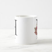 モノグラム ピンク ボヘミアンスタイル お嬢さん フラワーイニシャルH コーヒーマグカップ (中央)