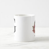 モノグラム ピンク ボヘミアンフラワーのイニシャルG コーヒーマグカップ (中央)