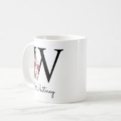 モノグラム ピンク ボヘミアンフラワーのイニシャルWコーヒーマグM コーヒーマグカップ (正面左)