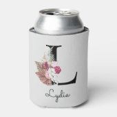 モノグラム ピンク ボヘミアン フラワーイニシャル L 缶クーラー (缶正面)
