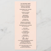 モノグラム ピンク ローズ ゴールド フォイル 結婚式 プログラム (裏面)