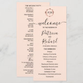 モノグラム ピンク ローズ ゴールド フォイル 結婚式 プログラム (正面/裏面)