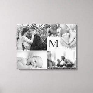 モノグラム ファミリー フォト コラージュ ギャラリー キャンバスプリント