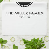 モノグラム |ファミリ名 |ブラック&ホワイトメダリオン キッチンタオル (折り畳み)