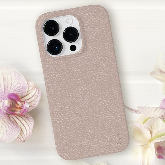 モノグラム フェイク ブルッシュピンク レザー iPhoneケース