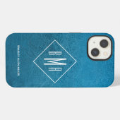 モノグラム フェイク ブルー レザー iPhoneケース (裏面横)